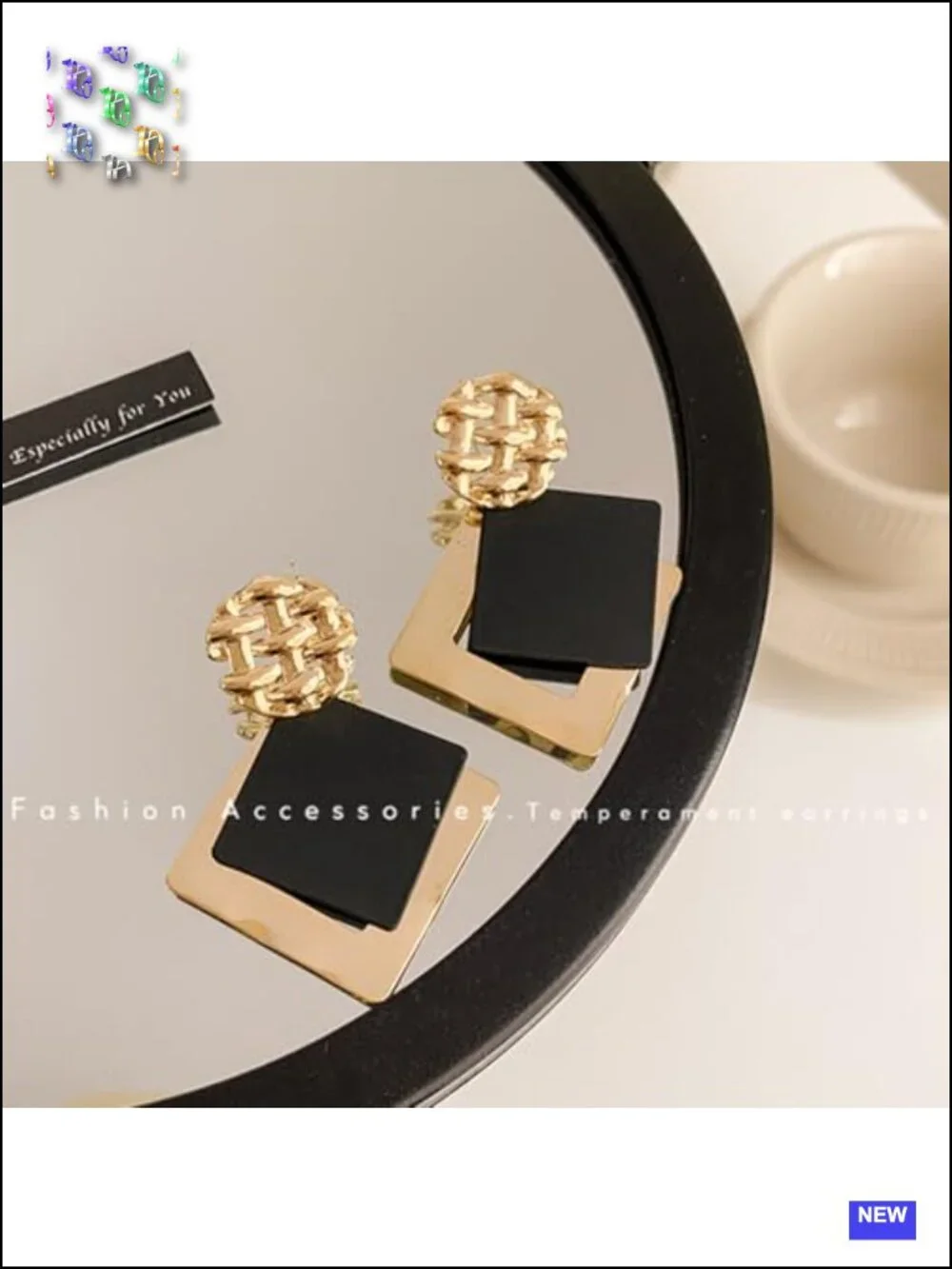 Vintage Geometric Drop Dangle Earrings Square Statement Hanging Earrings for